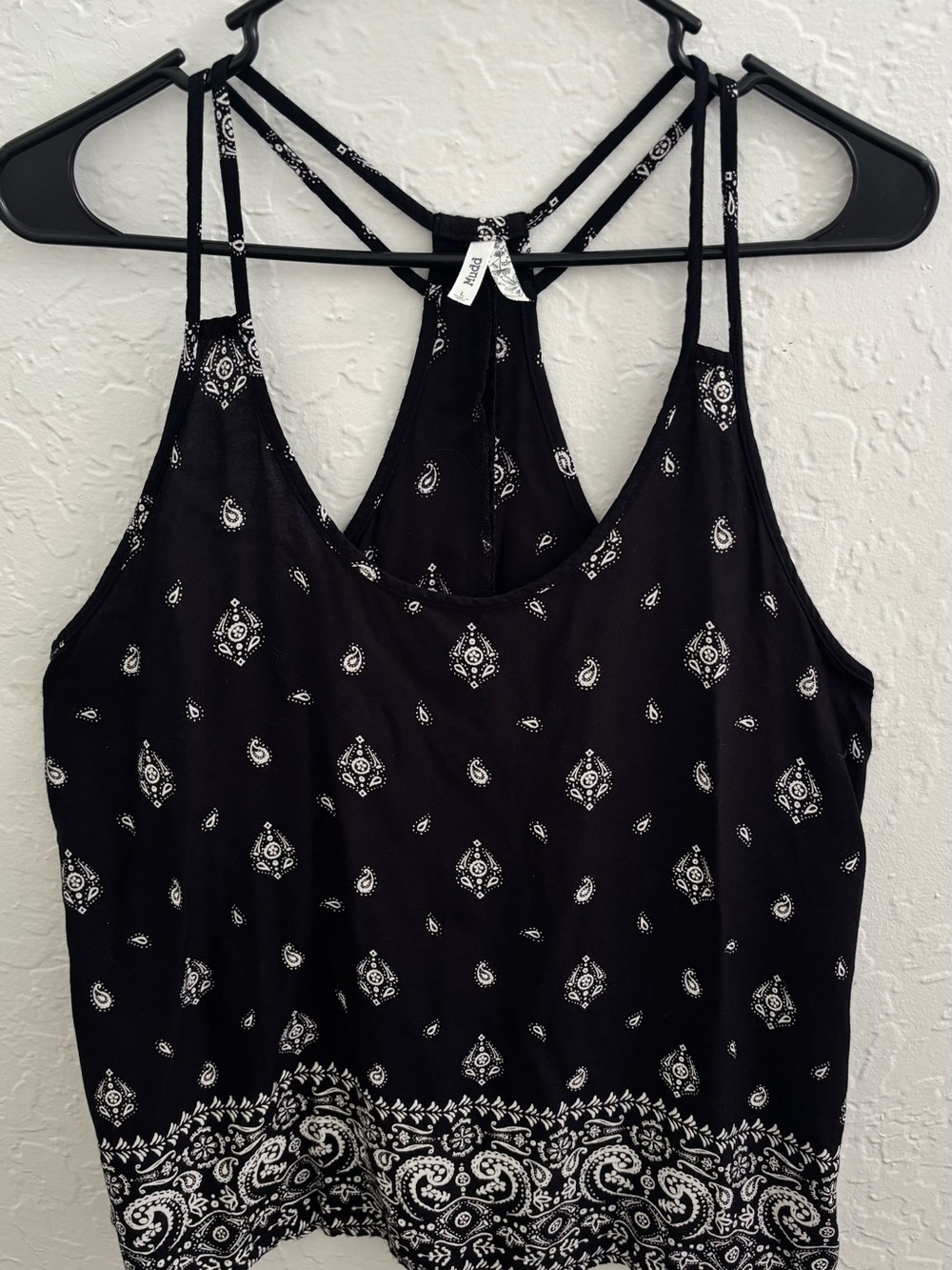 Mudd Black and White Paisley Strappy Tank